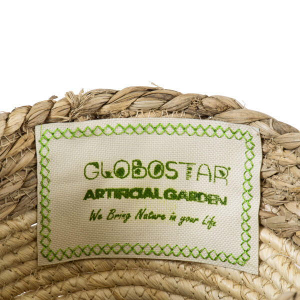 GloboStar® Artificial Garden KYTHIRA 20272 Διακοσμητικό Πλεκτό Καλάθι – Κασπώ Γλάστρα – Flower Pot Μπεζ με Λευκό Φ18cm x Υ15cm