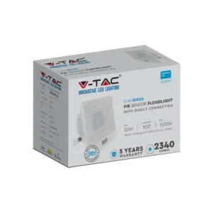 LED Προβολέας με Ανιχνευτή Κίνησης 30W V-TAC PRO Samsung Chip 100° 2340lm Λευκός IP65 Θερμό 3000K – 20274