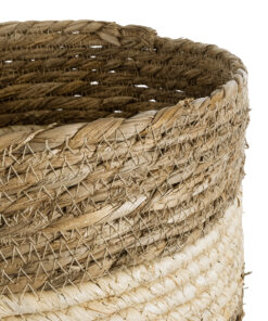 GloboStar® Artificial Garden KYTHIRA 20274 Διακοσμητικό Πλεκτό Καλάθι – Κασπώ Γλάστρα – Flower Pot Καφέ με Μπεζ Φ25 x Υ18cm