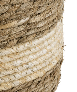 GloboStar® Artificial Garden KYTHIRA 20274 Διακοσμητικό Πλεκτό Καλάθι – Κασπώ Γλάστρα – Flower Pot Καφέ με Μπεζ Φ25 x Υ18cm