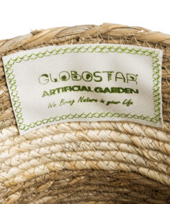 GloboStar® Artificial Garden KYTHIRA 20274 Διακοσμητικό Πλεκτό Καλάθι – Κασπώ Γλάστρα – Flower Pot Καφέ με Μπεζ Φ25 x Υ18cm