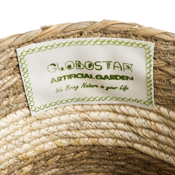 GloboStar® Artificial Garden KYTHIRA 20274 Διακοσμητικό Πλεκτό Καλάθι – Κασπώ Γλάστρα – Flower Pot Καφέ με Μπεζ Φ25 x Υ18cm