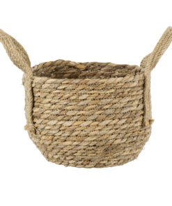 GloboStar® Artificial Garden PAROS 20275 Διακοσμητικό Πλεκτό Καλάθι – Κασπώ Γλάστρα – Flower Pot Μπεζ Φ19cm x Υ15cm