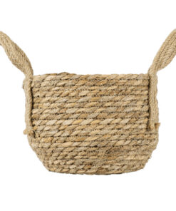 GloboStar® Artificial Garden PAROS 20275 Διακοσμητικό Πλεκτό Καλάθι – Κασπώ Γλάστρα – Flower Pot Μπεζ Φ19cm x Υ15cm