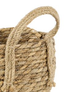 GloboStar® Artificial Garden PAROS 20275 Διακοσμητικό Πλεκτό Καλάθι – Κασπώ Γλάστρα – Flower Pot Μπεζ Φ19cm x Υ15cm