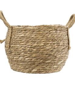 GloboStar® Artificial Garden PAROS 20276 Διακοσμητικό Πλεκτό Καλάθι – Κασπώ Γλάστρα – Flower Pot Μπεζ Φ24cm x Υ19cm