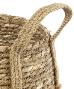 GloboStar® Artificial Garden PAROS 20276 Διακοσμητικό Πλεκτό Καλάθι – Κασπώ Γλάστρα – Flower Pot Μπεζ Φ24cm x Υ19cm