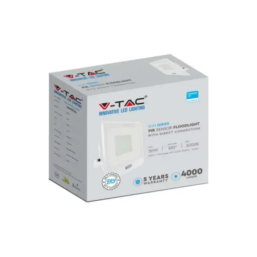 LED Προβολέας με Ανιχνευτή Κίνησης 50W V-TAC PRO Samsung Chip 100° 4000lm Λευκός IP65 Ψυχρό 6500K – 20279