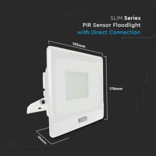 LED Προβολέας με Ανιχνευτή Κίνησης 50W V-TAC PRO Samsung Chip 100° 4000lm Λευκός IP65 Ψυχρό 6500K – 20279