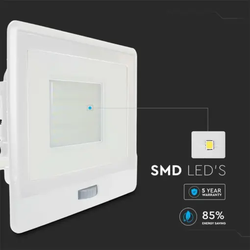LED Προβολέας με Ανιχνευτή Κίνησης 50W V-TAC PRO Samsung Chip 100° 4000lm Λευκός IP65 Ψυχρό 6500K – 20279