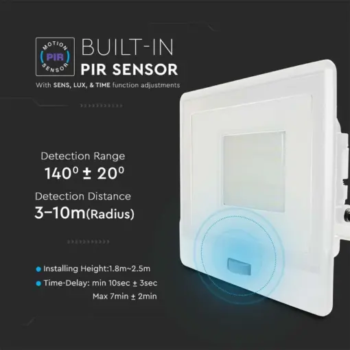 LED Προβολέας με Ανιχνευτή Κίνησης 50W V-TAC PRO Samsung Chip 100° 4000lm Λευκός IP65 Ψυχρό 6500K – 20279
