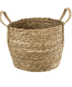 GloboStar® Artificial Garden PAROS 20277 Διακοσμητικό Πλεκτό Καλάθι – Κασπώ Γλάστρα – Flower Pot Μπεζ Φ29cm x Υ25cm