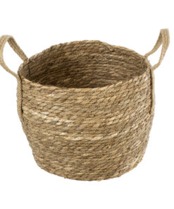 GloboStar® Artificial Garden PAROS 20277 Διακοσμητικό Πλεκτό Καλάθι – Κασπώ Γλάστρα – Flower Pot Μπεζ Φ29cm x Υ25cm