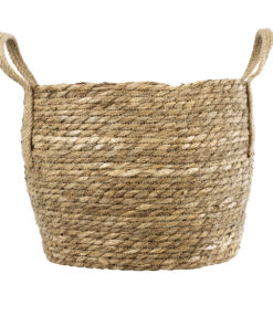 GloboStar® Artificial Garden PAROS 20277 Διακοσμητικό Πλεκτό Καλάθι – Κασπώ Γλάστρα – Flower Pot Μπεζ Φ29cm x Υ25cm