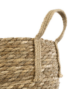 GloboStar® Artificial Garden PAROS 20277 Διακοσμητικό Πλεκτό Καλάθι – Κασπώ Γλάστρα – Flower Pot Μπεζ Φ29cm x Υ25cm