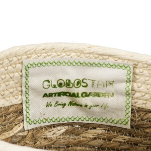 GloboStar® Artificial Garden MYKONOS 20279 Διακοσμητικό Πλεκτό Καλάθι – Κασπώ Γλάστρα – Flower Pot Μπεζ με Μακραμέ Φ22cm x Υ15cm