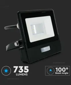 LED Προβολέας με Ανιχνευτή Κίνησης 10W V-TAC PRO Samsung Chip 100° 735lm Μαύρος IP65 Θερμό 3000K – 20280