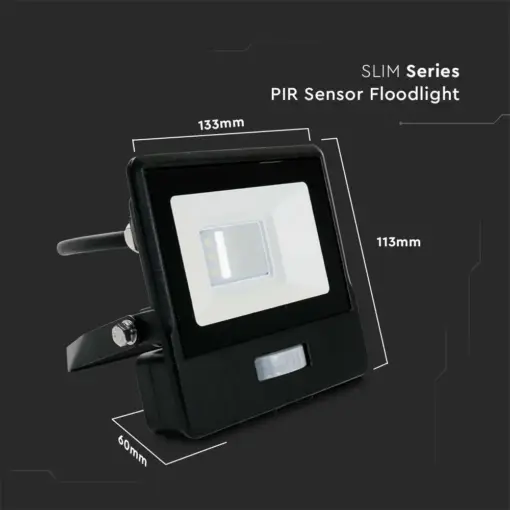 LED Προβολέας με Ανιχνευτή Κίνησης 10W V-TAC PRO Samsung Chip 100° 735lm Μαύρος IP65 Θερμό 3000K – 20280