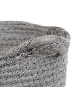 GloboStar® Artificial Garden SYROS 20281 Διακοσμητικό Πλεκτό Καλάθι – Κασπώ Γλάστρα – Flower Pot Μπεζ με Γκρι Φ20cm x Υ20cm