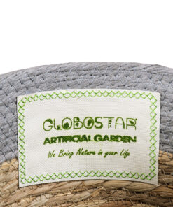GloboStar® Artificial Garden SYROS 20281 Διακοσμητικό Πλεκτό Καλάθι – Κασπώ Γλάστρα – Flower Pot Μπεζ με Γκρι Φ20cm x Υ20cm