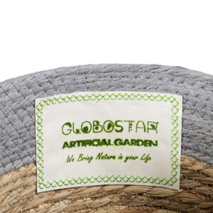 GloboStar® Artificial Garden SYROS 20281 Διακοσμητικό Πλεκτό Καλάθι – Κασπώ Γλάστρα – Flower Pot Μπεζ με Γκρι Φ20cm x Υ20cm