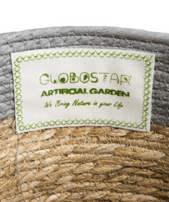 GloboStar® Artificial Garden SYROS 20282 Διακοσμητικό Πλεκτό Καλάθι – Κασπώ Γλάστρα – Flower Pot Μπεζ με Γκρι Φ25 x Υ22cm