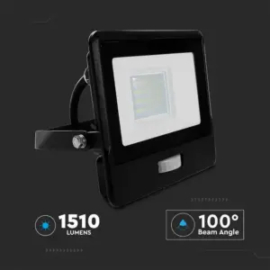 LED Προβολέας με Ανιχνευτή Κίνησης 20W V-TAC PRO Samsung Chip 100° 1510lm Μαύρος IP65 Θερμό 3000K – 20283