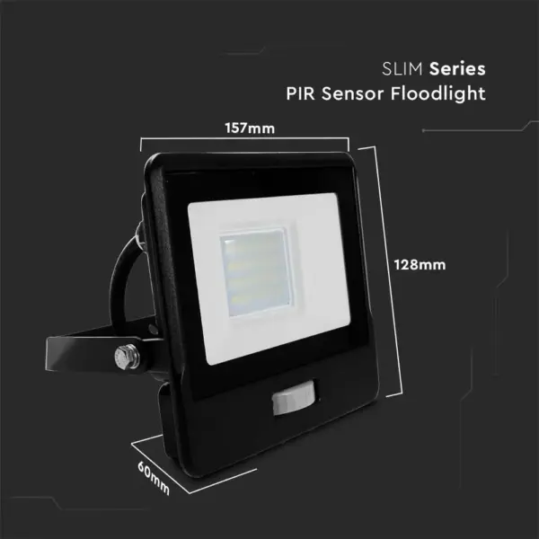 LED Προβολέας με Ανιχνευτή Κίνησης 20W V-TAC PRO Samsung Chip 100° 1510lm Μαύρος IP65 Θερμό 3000K – 20283