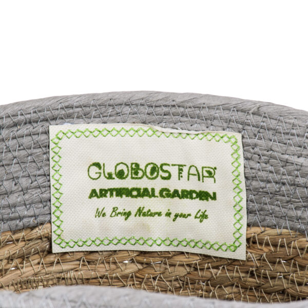 GloboStar® Artificial Garden SYROS 20283 Διακοσμητικό Πλεκτό Καλάθι – Κασπώ Γλάστρα – Flower Pot Μπεζ με Γκρι Φ28cm x Υ24cm