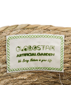 GloboStar® Artificial Garden SANTORINI 20285 Διακοσμητικό Πλεκτό Καλάθι – Κασπώ Γλάστρα – Flower Pot Μπεζ με Μακραμέ Φ25cm x Υ23cm