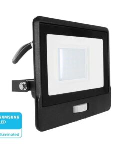 LED Προβολέας με Ανιχνευτή Κίνησης 1m Καλώδιο 30W V-TAC PRO Samsung Chip 100° 2340lm Μαύρος IP65 Θερμό 3000K – 20286