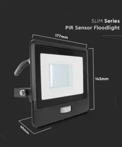 LED Προβολέας με Ανιχνευτή Κίνησης 1m Καλώδιο 30W V-TAC PRO Samsung Chip 100° 2340lm Μαύρος IP65 Θερμό 3000K – 20286