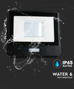 LED Προβολέας με Ανιχνευτή Κίνησης 1m Καλώδιο 30W V-TAC PRO Samsung Chip 100° 2340lm Μαύρος IP65 Θερμό 3000K – 20286