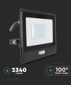 LED Προβολέας με Ανιχνευτή Κίνησης 1m Καλώδιο 30W V-TAC PRO Samsung Chip 100° 2340lm Μαύρος IP65 Θερμό 3000K – 20286