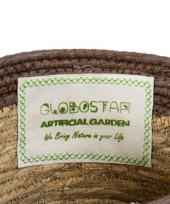GloboStar® Artificial Garden LEFKADA 20287 Διακοσμητικό Πλεκτό Καλάθι – Κασπώ Γλάστρα – Flower Pot Μπεζ με Καφέ Φ22cm x Υ15cm