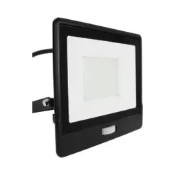 LED Προβολέας με Ανιχνευτή Κίνησης 50W V-TAC PRO Samsung Chip 100° 4000lm Μαύρος με 1m καλώδιο IP65 Θερμό 3000K – 20289