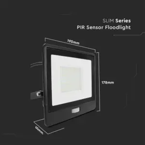 LED Προβολέας με Ανιχνευτή Κίνησης 50W V-TAC PRO Samsung Chip 100° 4000lm Μαύρος με 1m καλώδιο IP65 Θερμό 3000K – 20289