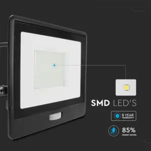LED Προβολέας με Ανιχνευτή Κίνησης 50W V-TAC PRO Samsung Chip 100° 4000lm Μαύρος με 1m καλώδιο IP65 Θερμό 3000K – 20289