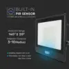 LED Προβολέας με Ανιχνευτή Κίνησης 50W V-TAC PRO Samsung Chip 100° 4000lm Μαύρος με 1m καλώδιο IP65 Θερμό 3000K – 20289