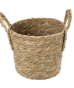 GloboStar® Artificial Garden TINOS 20290 Διακοσμητικό Πλεκτό Καλάθι – Κασπώ Γλάστρα – Flower Pot Μπεζ Φ25cm x Υ20cm