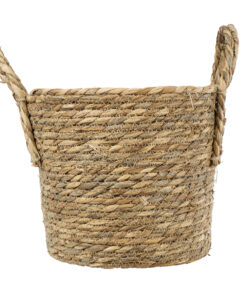GloboStar® Artificial Garden TINOS 20290 Διακοσμητικό Πλεκτό Καλάθι – Κασπώ Γλάστρα – Flower Pot Μπεζ Φ25cm x Υ20cm