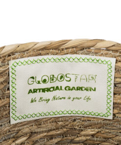 GloboStar® Artificial Garden TINOS 20290 Διακοσμητικό Πλεκτό Καλάθι – Κασπώ Γλάστρα – Flower Pot Μπεζ Φ25cm x Υ20cm