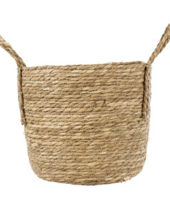 GloboStar® Artificial Garden TINOS 20291 Διακοσμητικό Πλεκτό Καλάθι – Κασπώ Γλάστρα – Flower Pot Μπεζ Φ30cm x Υ27cm