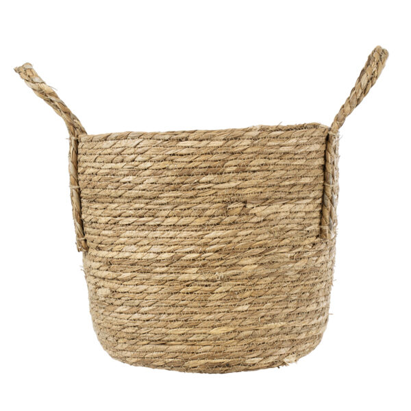 GloboStar® Artificial Garden TINOS 20291 Διακοσμητικό Πλεκτό Καλάθι – Κασπώ Γλάστρα – Flower Pot Μπεζ Φ30cm x Υ27cm