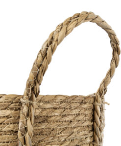 GloboStar® Artificial Garden TINOS 20291 Διακοσμητικό Πλεκτό Καλάθι – Κασπώ Γλάστρα – Flower Pot Μπεζ Φ30cm x Υ27cm