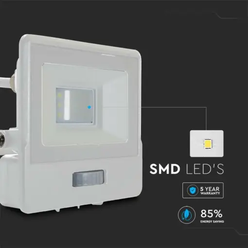 LED Προβολέας με Ανιχνευτή Κίνησης 10W V-TAC PRO Samsung Chip 100° 735lm Λευκός IP65 Φυσικό 4000K – 20293