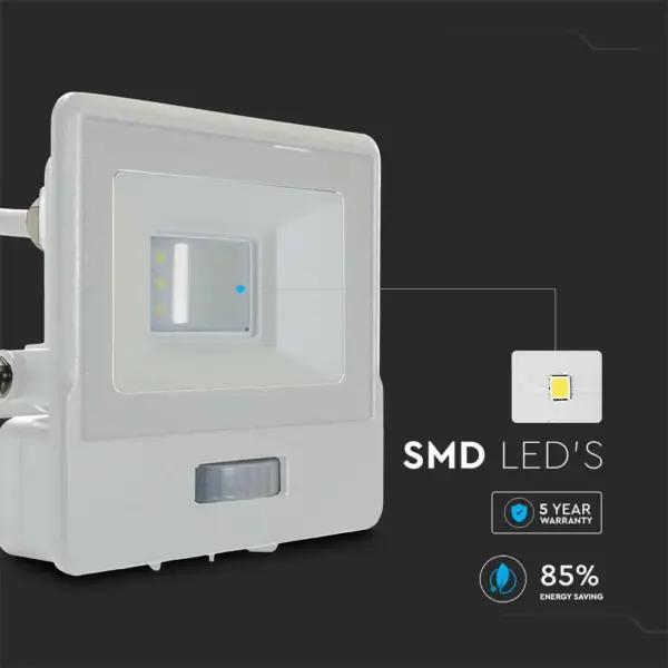 LED Προβολέας με Ανιχνευτή Κίνησης 10W V-TAC PRO Samsung Chip 100° 735lm Λευκός IP65 Φυσικό 4000K – 20293