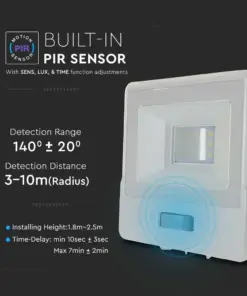 LED Προβολέας με Ανιχνευτή Κίνησης 10W V-TAC PRO Samsung Chip 100° 735lm Λευκός IP65 Φυσικό 4000K – 20293