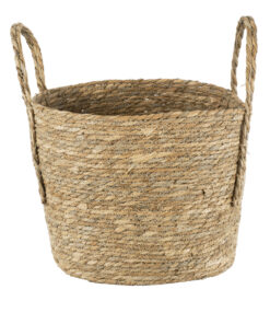 GloboStar® Artificial Garden TINOS 20292 Διακοσμητικό Πλεκτό Καλάθι – Κασπώ Γλάστρα – Flower Pot Μπεζ Φ35cm x Υ30cm