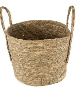 GloboStar® Artificial Garden TINOS 20292 Διακοσμητικό Πλεκτό Καλάθι – Κασπώ Γλάστρα – Flower Pot Μπεζ Φ35cm x Υ30cm